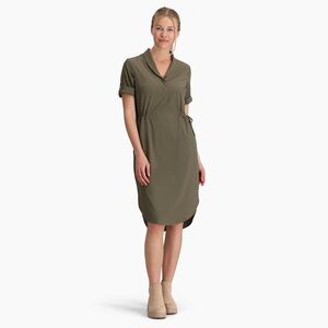 Olive green Royal Robbins Spotless Traveler dress - pockets - UPF protection
